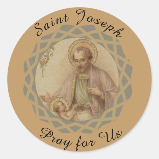 Sint Jozef, Baby Jezus in een kribbe Ronde Sticker (Voorkant)