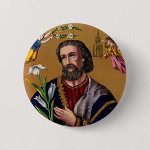 Sint Jozef beschermer van de Heilige Familie Ronde Button 5,7 Cm