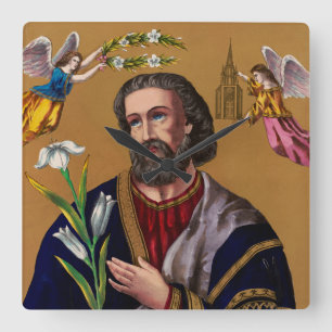 Sint Jozef beschermer van de Heilige Familie Vierkante Klok