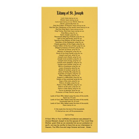 Sint-Jozef, beschermer van de kerk, met Litany Reclamekaart (Achterkant)