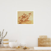 Sint-Jozef bewondert het Christus Kind (pen, inkt, Poster (Keuken)