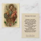 Sint-Jozef, de katholieke Prayer Shamrocks Visitekaartje (Voorkant / Achterkant)