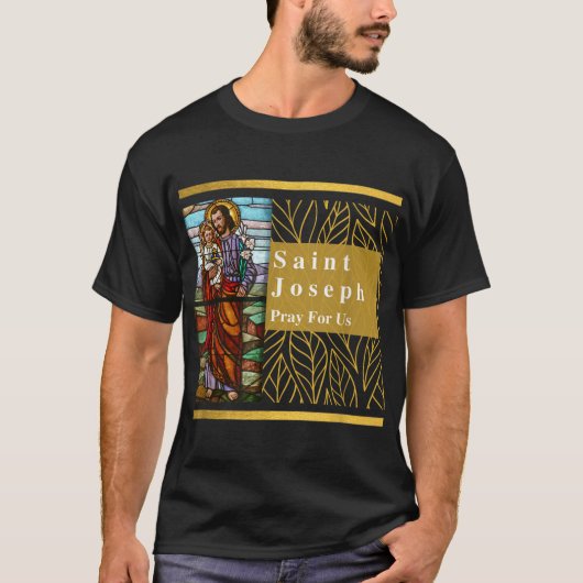 Sint-Jozef en Baby Jesus Saint Joseph katholiek T-shirt (Voorkant)