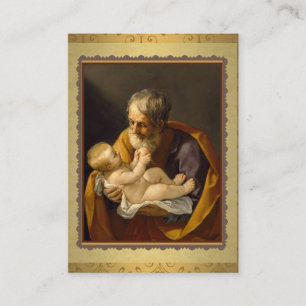 Sint-Jozef houdt de baby Jesus Memorare Prayer vas Visitekaartje