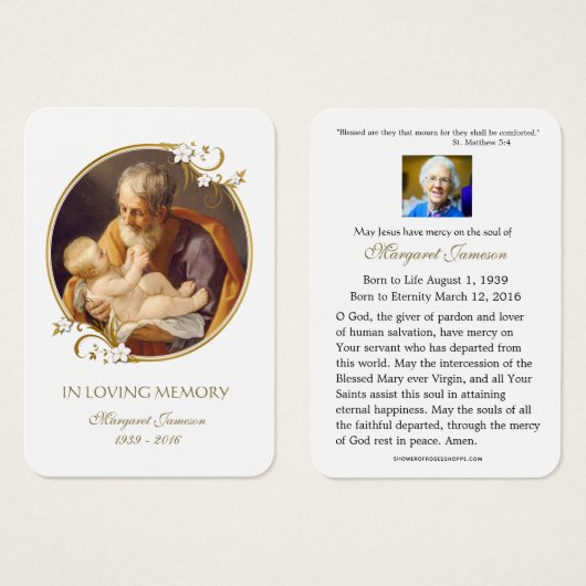 Sint-Jozef-katholieke begrafenisherdenkingsplechti Visitekaartje (Voorkant /achterkant)