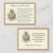 Sint-Jozef-katholieke Memorare Prayer Card Notitiekaartje (Voorkant / Achterkant)