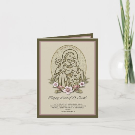 Sint-Jozef Kind Jezus Feestdag Bloemig  Kaart (Voorkant)