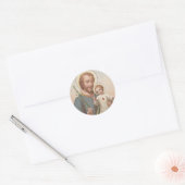Sint Jozef, Kind Jezus, Lily Ronde Sticker (Envelop)