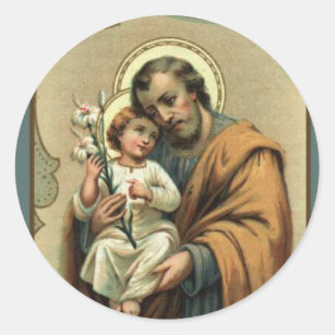 Sint-Jozef, Kind Jezus, Lily  Ronde Sticker