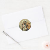 Sint Jozef, Kind Jezus, Lily  Ronde Sticker (Envelop)