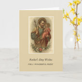 Sint Jozef & Kind Jezus Vaderdag Priester Kaart (Gele Bloem)