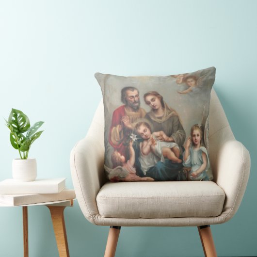 Sint-Jozef, Mary, Jezus, Angels Kussen (Stoel)