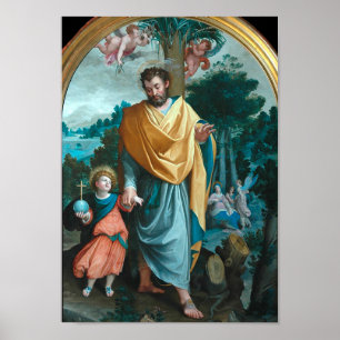 Sint-Jozef met Christus Kind Poster