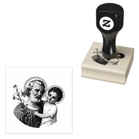 Sint Jozef met de Baby Jesus Rubberstempel (Gestempeld)