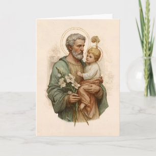 Sint-Jozef met het Christuskind en lelies Kaart