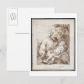 Sint-Jozef met het Slapende Christus Kind (pen & b Briefkaart (Voorkant / Achterkant)