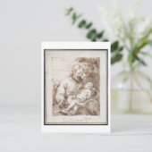 Sint-Jozef met het Slapende Christus Kind (pen & b Briefkaart (Staand voorkant)