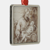 Sint-Jozef met het Slapende Christus Kind (pen & b Metalen Ornament (Rechts)