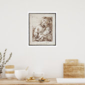 Sint-Jozef met het Slapende Christus Kind (pen & b Poster (Keuken)