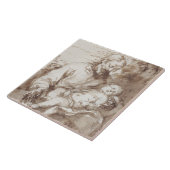 Sint-Jozef met het Slapende Christus Kind (pen & b Tegeltje (Zijkant)