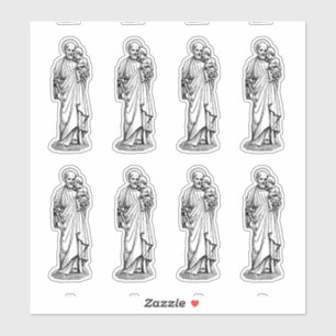 Sint Jozef met Kind Jezus Zwart en Wit Sticker