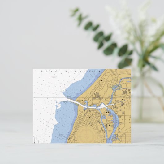 Sint-Jozef, MI Nautical Harbour Chart Briefkaart (Staand voorkant)