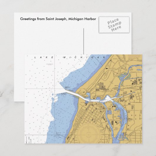 Sint-Jozef, MI Nautical Harbour Chart Briefkaart (Voorkant / Achterkant)