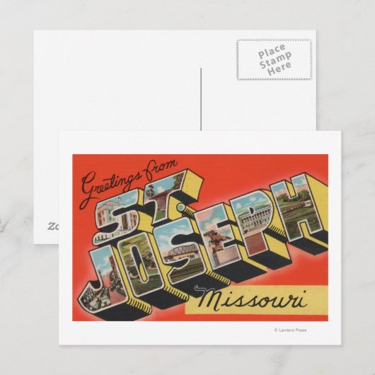 Sint-Jozef, Missouri - Grote letterscènes Briefkaart (Voorkant / Achterkant)