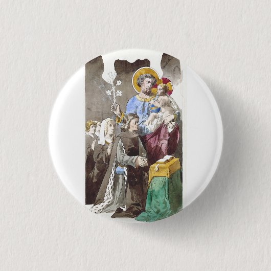 Sint-Jozef Patroon van de Universele Kerk Ronde Button 3,2 Cm (Voorkant)