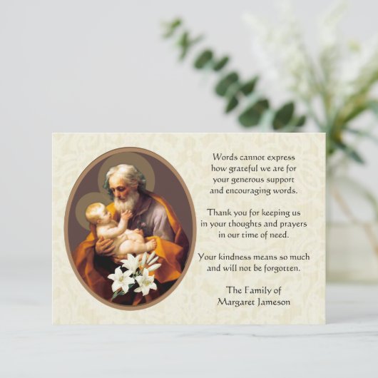 Sint-Jozef Religieuze Dank u voor uw deelneming Bedankkaart (Staand voorkant)