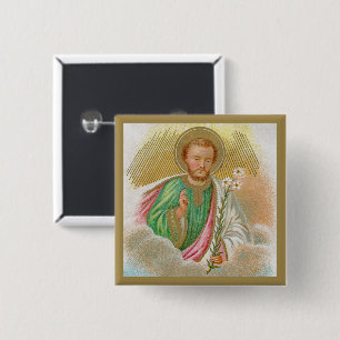 Sint-Jozef van een ‘Bedevaartprentje’ (Detail; B 0 Vierkante Button 5,1 Cm