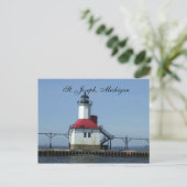 Sint-Jozef, vuurtoren van Michigan op het meer van Briefkaart (Staand voorkant)