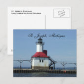 Sint-Jozef, vuurtoren van Michigan op het meer van Briefkaart (Voorkant / Achterkant)
