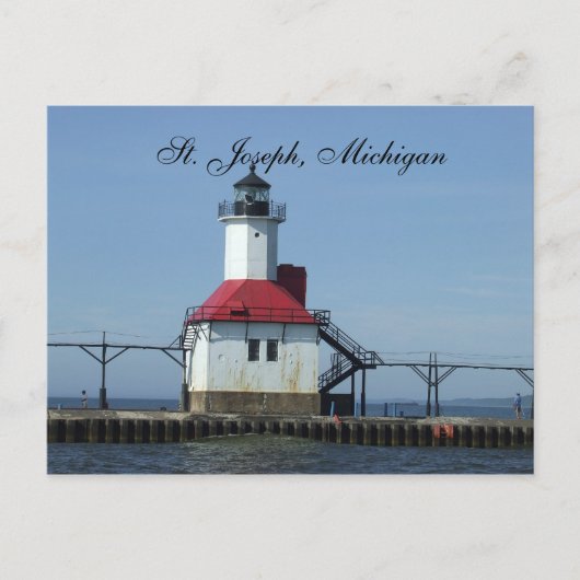 Sint-Jozef, vuurtoren van Michigan op het meer van Briefkaart (Voorkant)