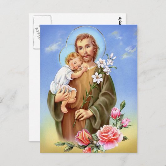 "Sint-Jozeffeestdag" "kleine heiligen van de lente Briefkaart (Voorkant / Achterkant)