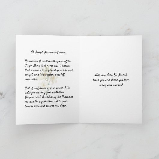 Sint-Jozefsdagfeest Jezus Religieus Gebed Kaart (Binnen)