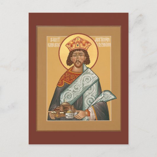 Sint-Justinische keizer van de Byzantium Prayer-ka Briefkaart (Voorkant)