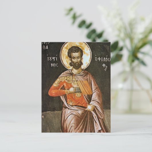 Sint-Justinus Martelaar Orthodox Christelijk icoon Briefkaart (Staand voorkant)