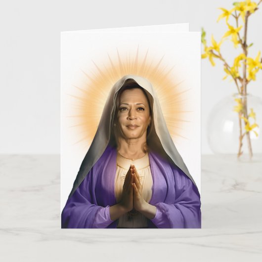 Sint Kamala Harris Gebedsdevotie Kaart (Gele Bloem)