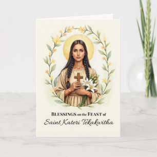 Sint Kateri Tekakwitha Feestdag Zegeningen Krans Kaart