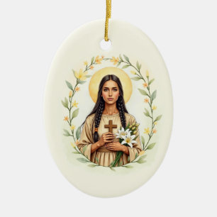 Sint Kateri Tekakwitha Gods Vrede en Zegeningen Keramisch Ornament