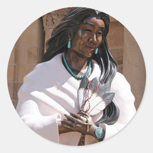 Sint Kateri Tekakwitha Ronde Sticker (Voorkant)