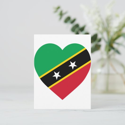 Sint-Kitts en Nevis Flag Heart Briefkaart (Staand voorkant)