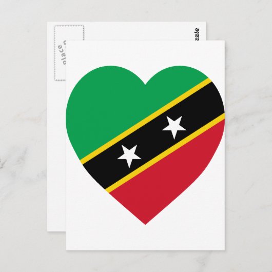 Sint-Kitts en Nevis Flag Heart Briefkaart (Voorkant / Achterkant)