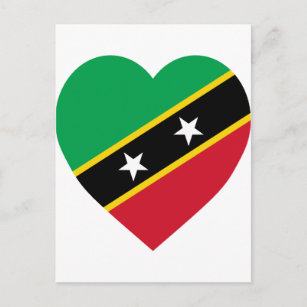 Sint-Kitts en Nevis Flag Heart Briefkaart