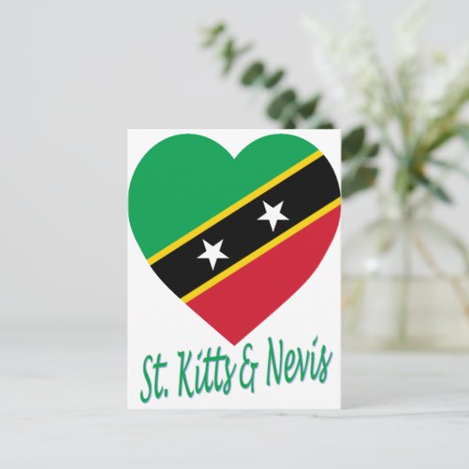 Sint-Kitts en Nevis Flag Heart Briefkaart (Staand voorkant)