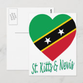 Sint-Kitts en Nevis Flag Heart Briefkaart (Voorkant / Achterkant)