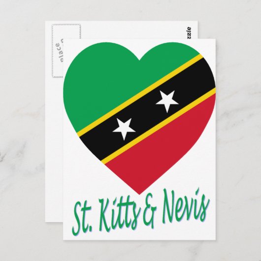 Sint-Kitts en Nevis Flag Heart Briefkaart (Voorkant / Achterkant)