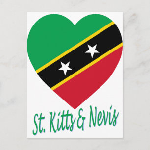 Sint-Kitts en Nevis Flag Heart Briefkaart