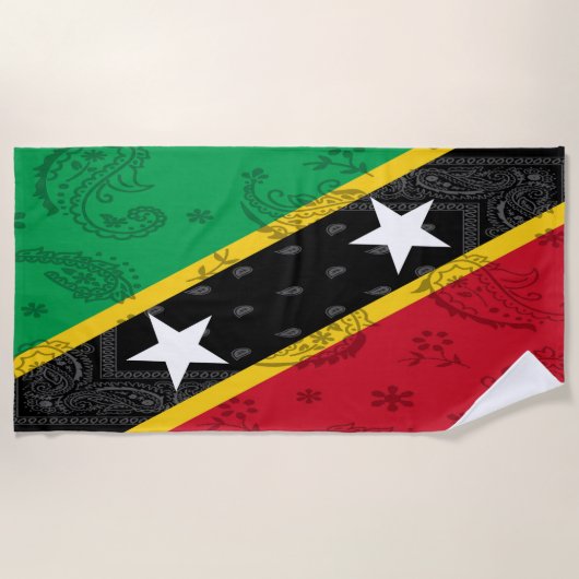 Sint Kitts en Nevis Vlag Beach Towel Strandlaken (Voorkant)